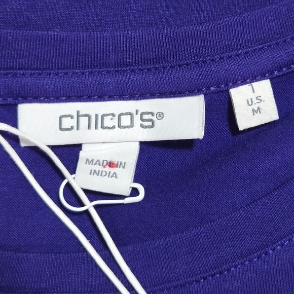 Chicos Womens Florentia Plum Soutache Embroidered Puff Flare Sleeve Top Medium 1 - Picture 10 of 10